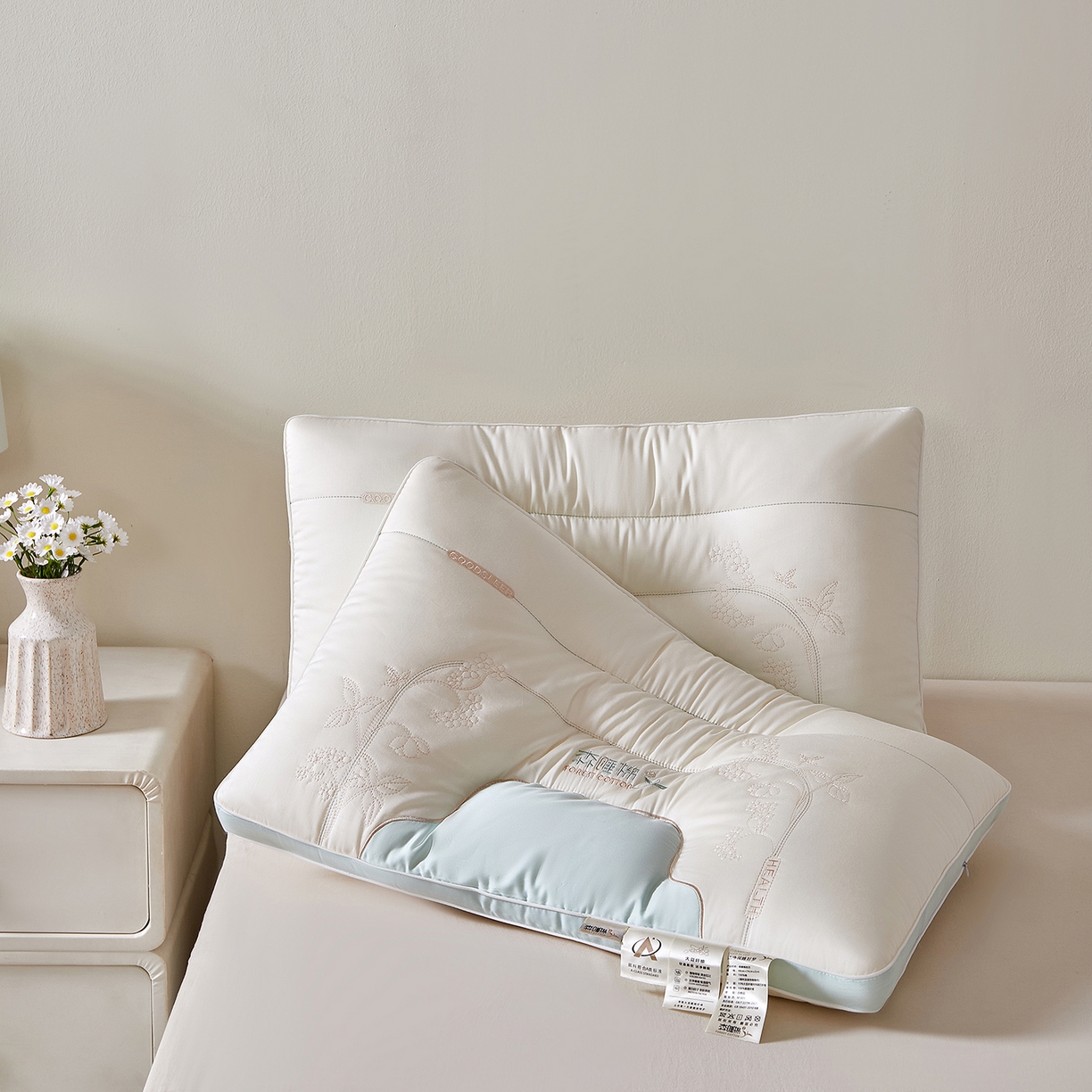 91家纺网 家纺一手货源 找家纺 （总）鼎晟纺 2025新款森睡棉云柔护颈枕学生枕头成人枕芯-风格二