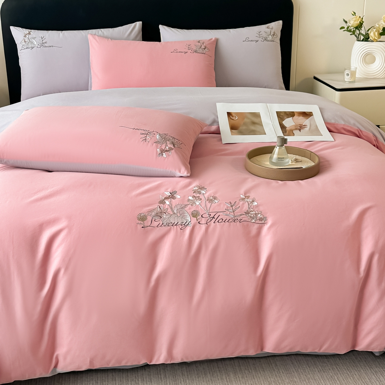 91家纺网 家纺一手货源 找家纺 （总）博之洋婚庆 2025新款全棉纯棉长绒棉贡缎磨毛刺绣四件套不掉毛【高端礼盒】邂逅系列