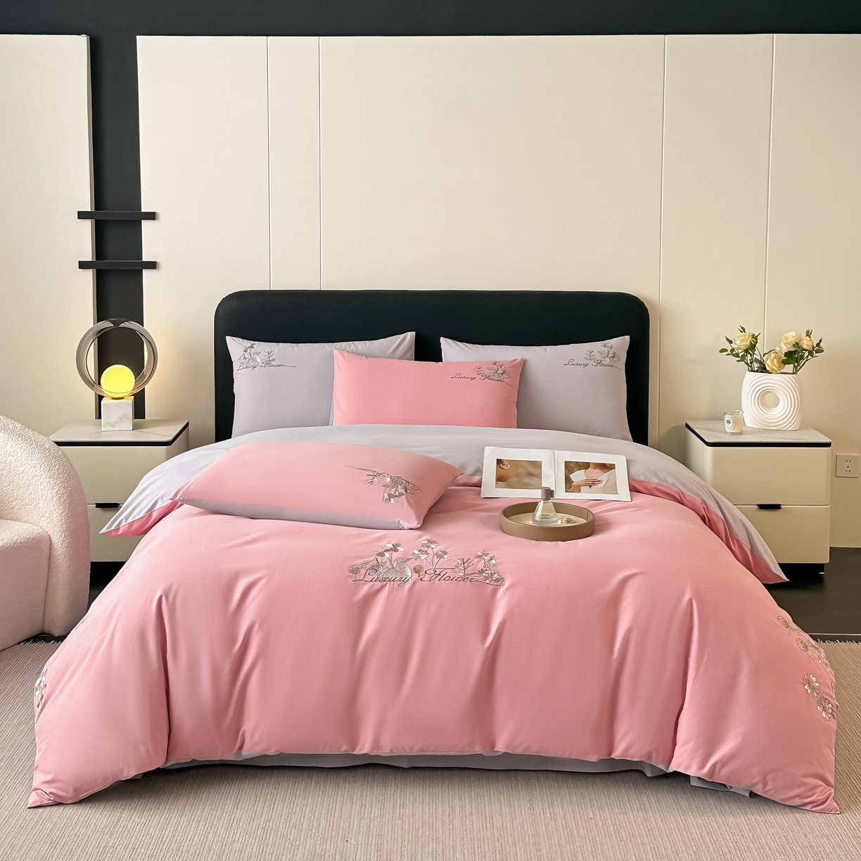 91家纺网 家纺一手货源 找家纺 （总）博之洋婚庆 2025新款全棉纯棉长绒棉贡缎磨毛刺绣四件套不掉毛【高端礼盒】邂逅系列