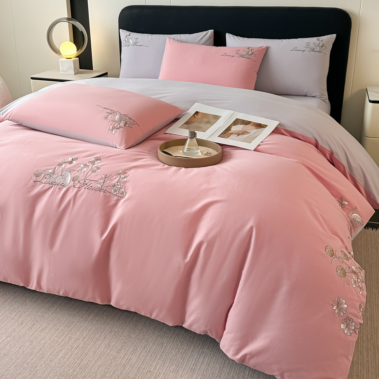 91家纺网 家纺一手货源 找家纺 （总）博之洋婚庆 2025新款全棉纯棉长绒棉贡缎磨毛刺绣四件套不掉毛【高端礼盒】邂逅系列