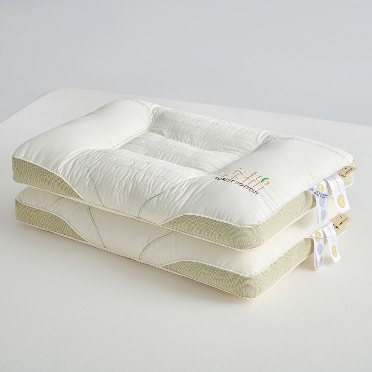 91家纺网 家纺一手货源 找家纺 鼎晟纺 2025新款全棉森棉立体护颈枕枕头枕芯-风格二 森棉立体护颈枕【一对装】