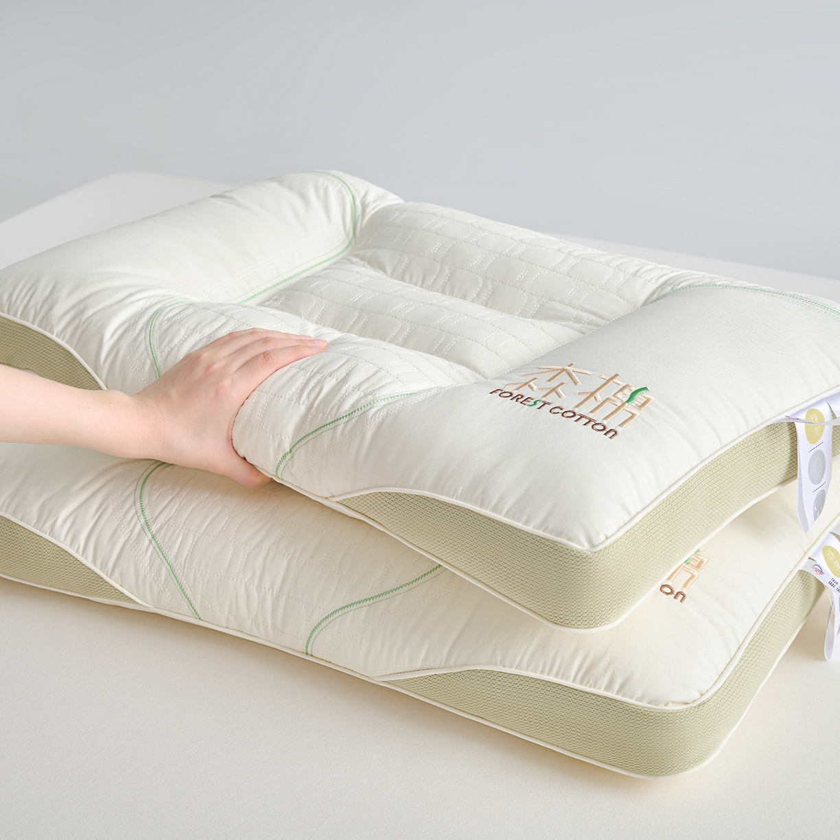 91家纺网 家纺一手货源 找家纺 鼎晟纺 2025新款全棉森棉立体护颈枕枕头枕芯-风格二 森棉立体护颈枕【单只装】