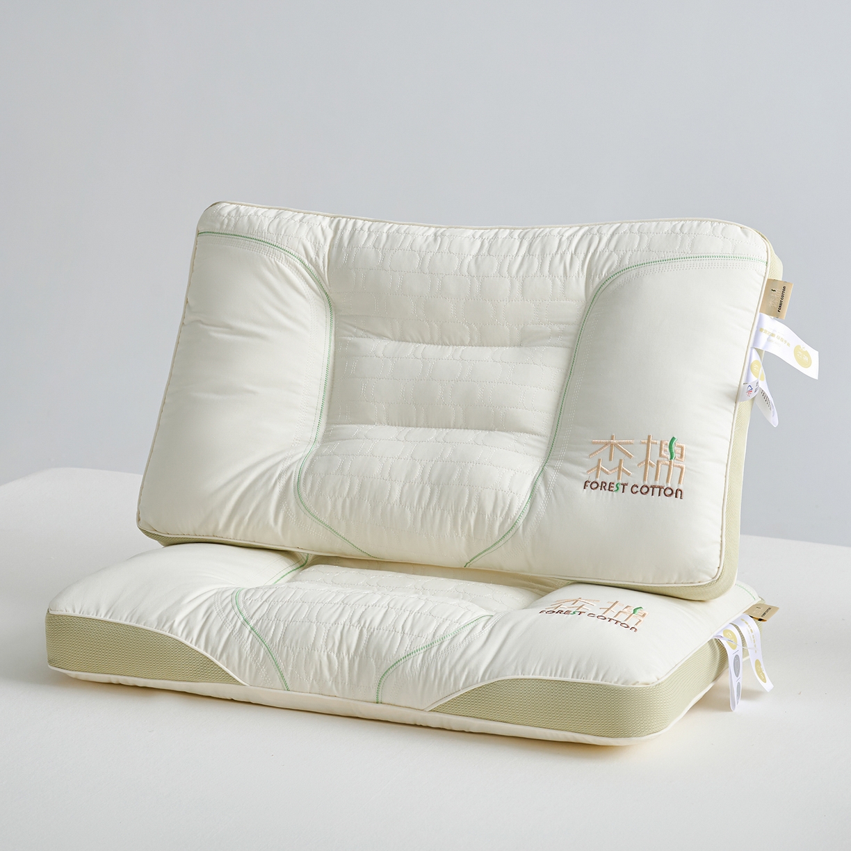 91家纺网 家纺一手货源 找家纺 鼎晟纺 2025新款全棉森棉立体护颈枕枕头枕芯-风格二 森棉立体护颈枕【一对装】