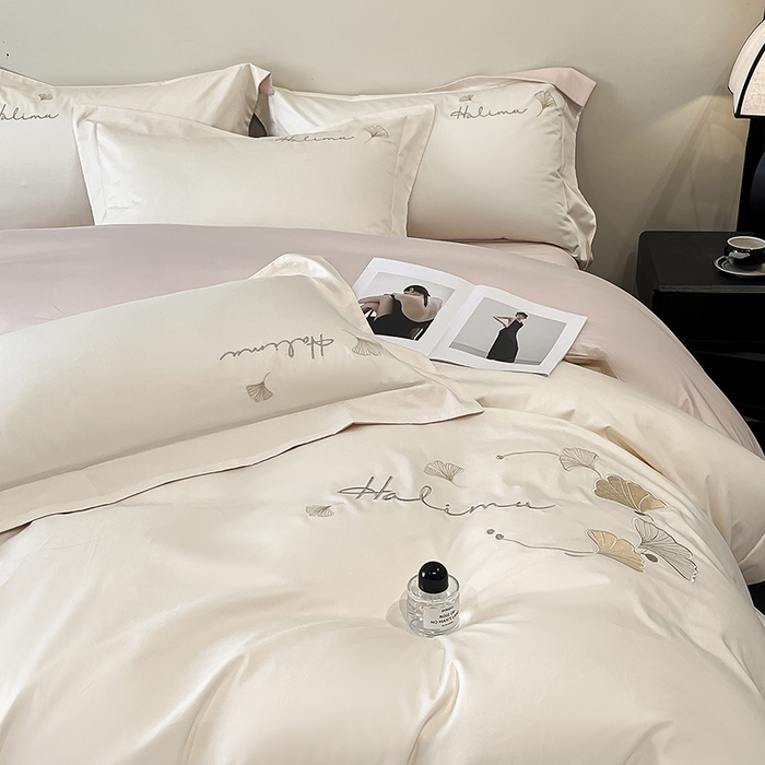 91家纺网 家纺一手货源 找家纺 （总）置顶家纺 2025新款亲肤刺绣四件套-杏运