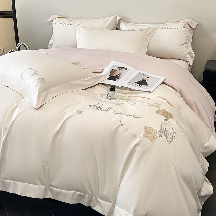 91家纺网 家纺一手货源 找家纺 （总）置顶家纺 2025新款亲肤刺绣四件套-杏运