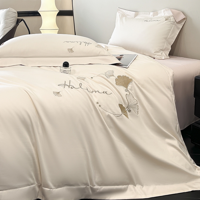 91家纺网 家纺一手货源 找家纺 （总）置顶家纺 2025新款亲肤刺绣四件套-杏运