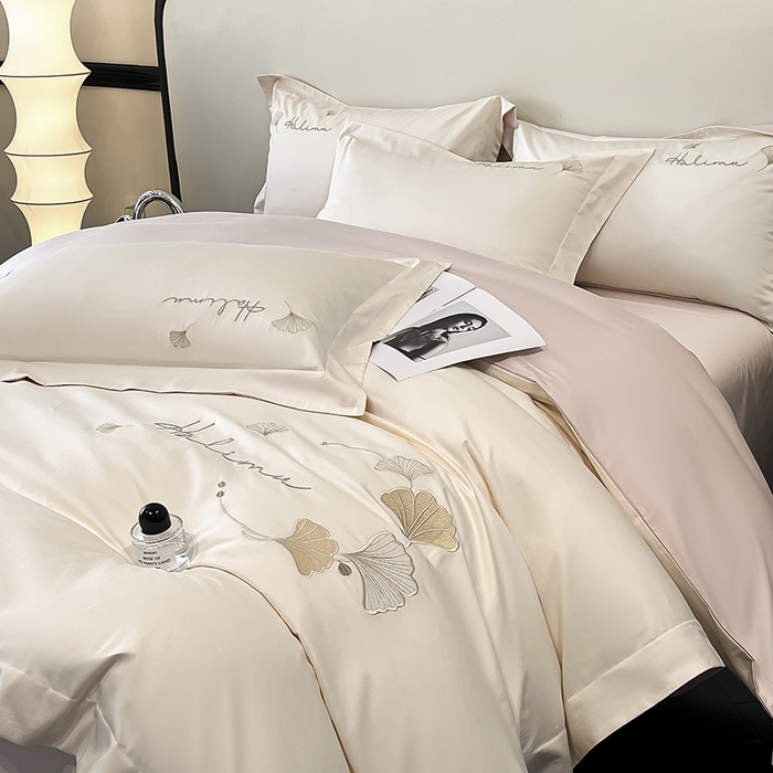 91家纺网 家纺一手货源 找家纺 （总）置顶家纺 2025新款亲肤刺绣四件套-杏运