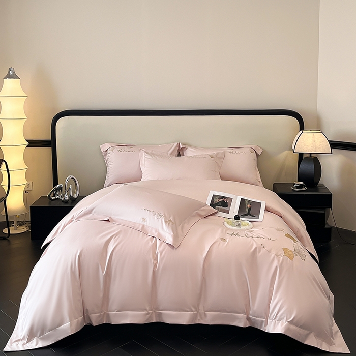 置顶家纺 2025新款亲肤刺绣四件套-杏运 杏运-粉玉