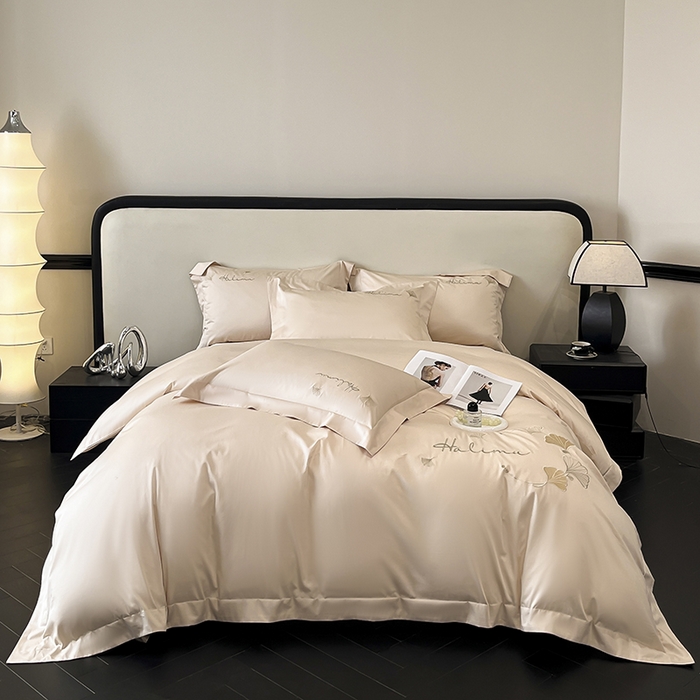 91家纺网 家纺一手货源 找家纺 （总）置顶家纺 2025新款亲肤刺绣四件套-杏运