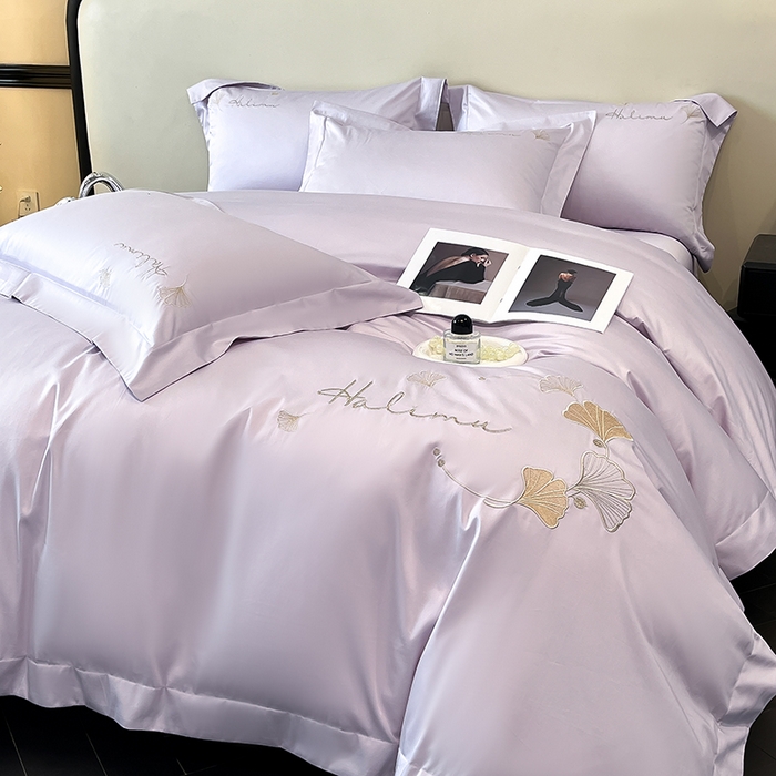 91家纺网 家纺一手货源 找家纺 置顶家纺 2025新款亲肤刺绣四件套-杏运 杏运-香芋紫