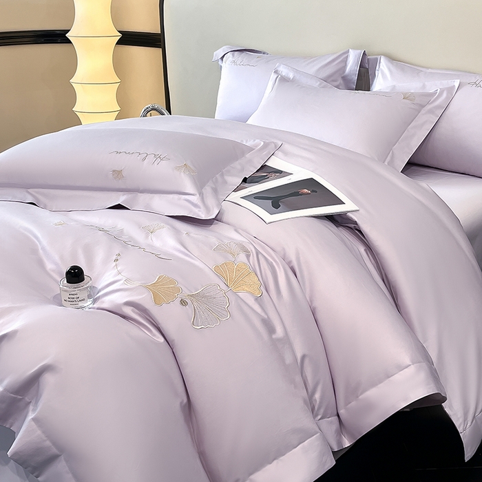 91家纺网 家纺一手货源 找家纺 置顶家纺 2025新款亲肤刺绣四件套-杏运 杏运-香芋紫