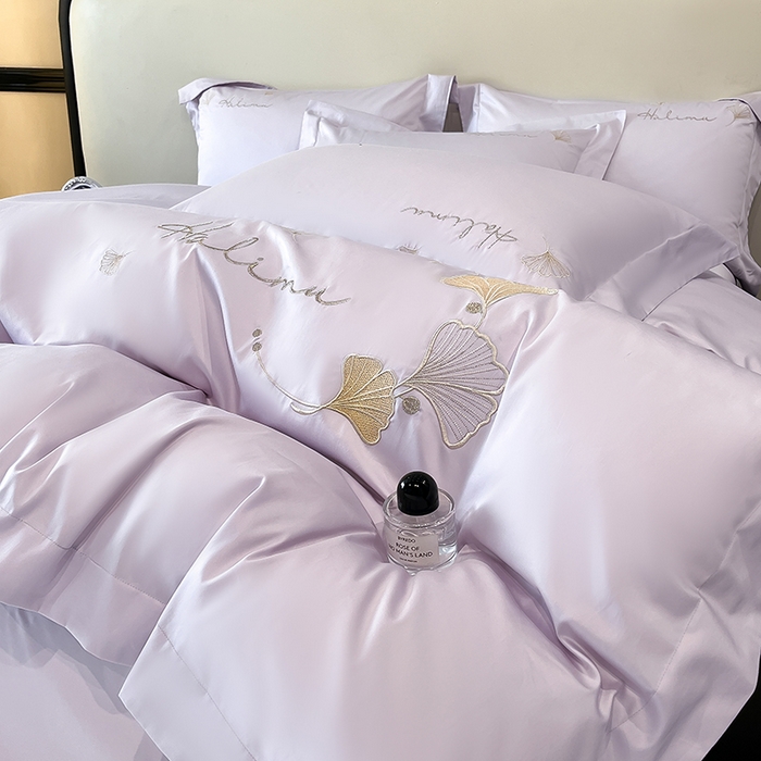 91家纺网 家纺一手货源 找家纺 置顶家纺 2025新款亲肤刺绣四件套-杏运 杏运-香芋紫