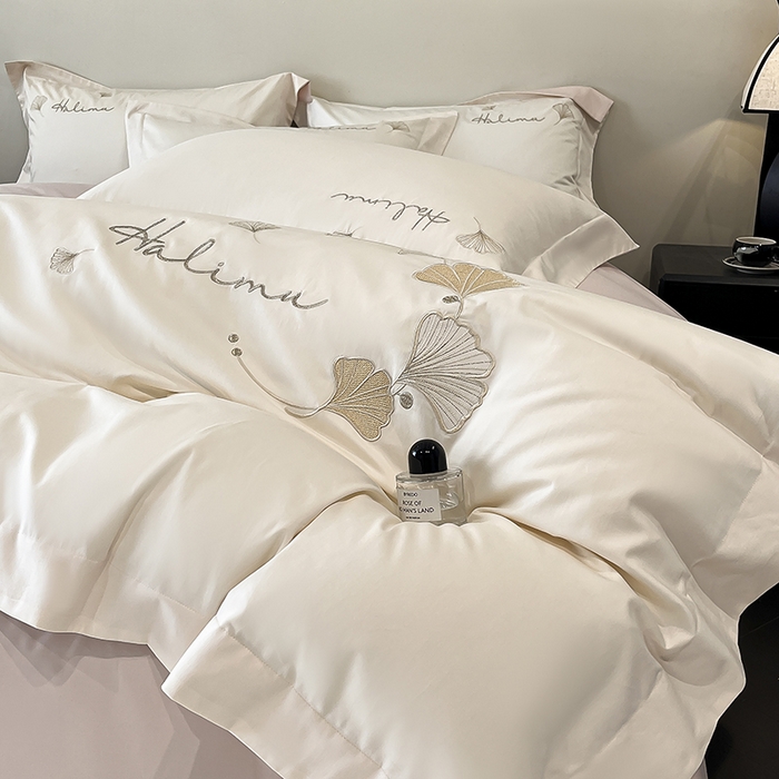 91家纺网 家纺一手货源 找家纺 （总）置顶家纺 2025新款亲肤刺绣四件套-杏运