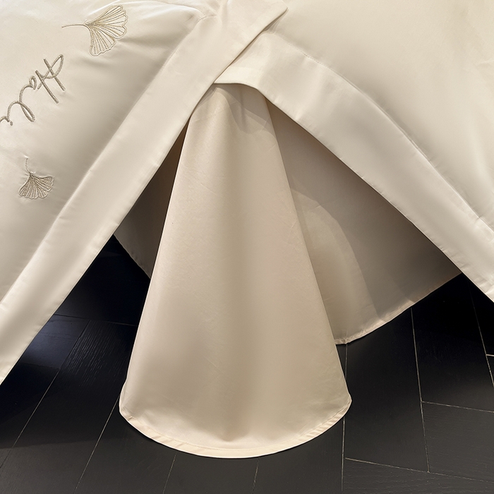 91家纺网 家纺一手货源 找家纺 置顶家纺 2025新款亲肤刺绣四件套-杏运 杏运-白+浅香槟