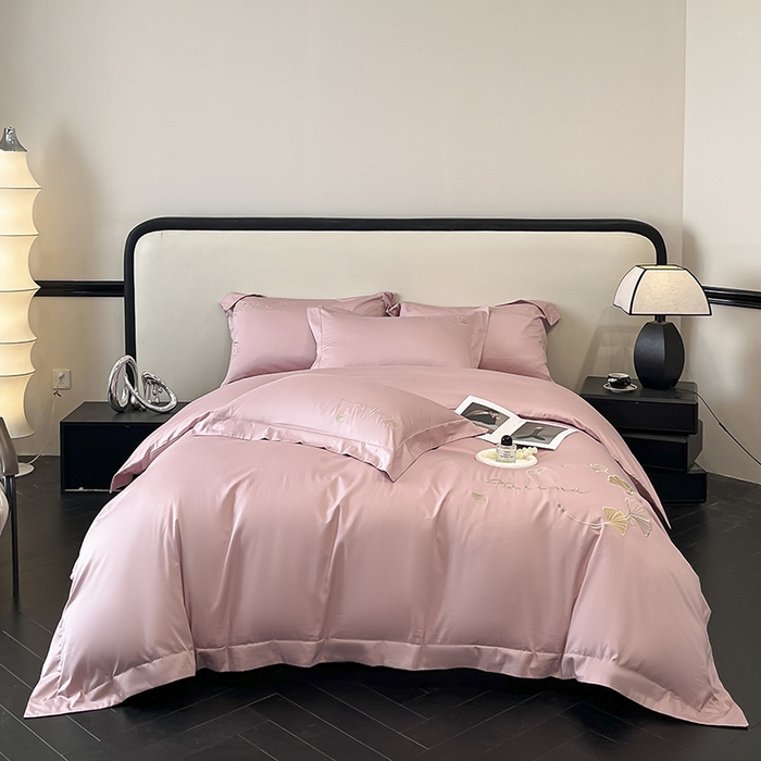 置顶家纺 2025新款亲肤刺绣四件套-杏运 杏运-豆沙紫