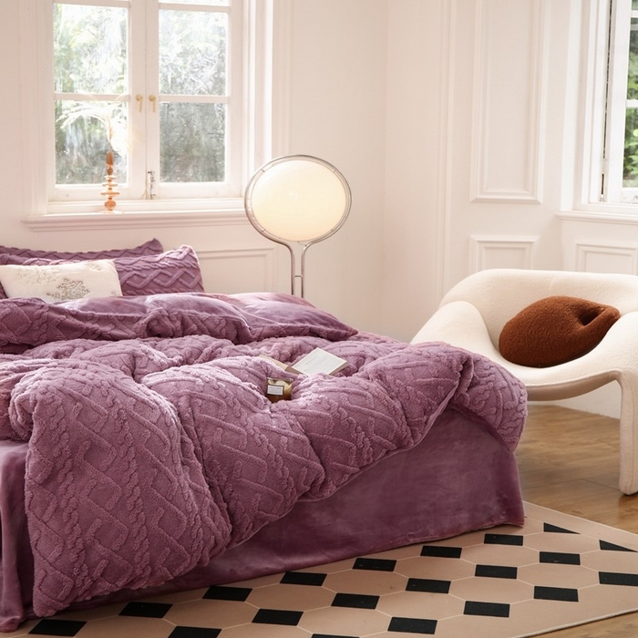 91家纺网 家纺一手货源 找家纺 （总）啊雅家居 2025新款阳离子提花牛奶绒三件套四件套