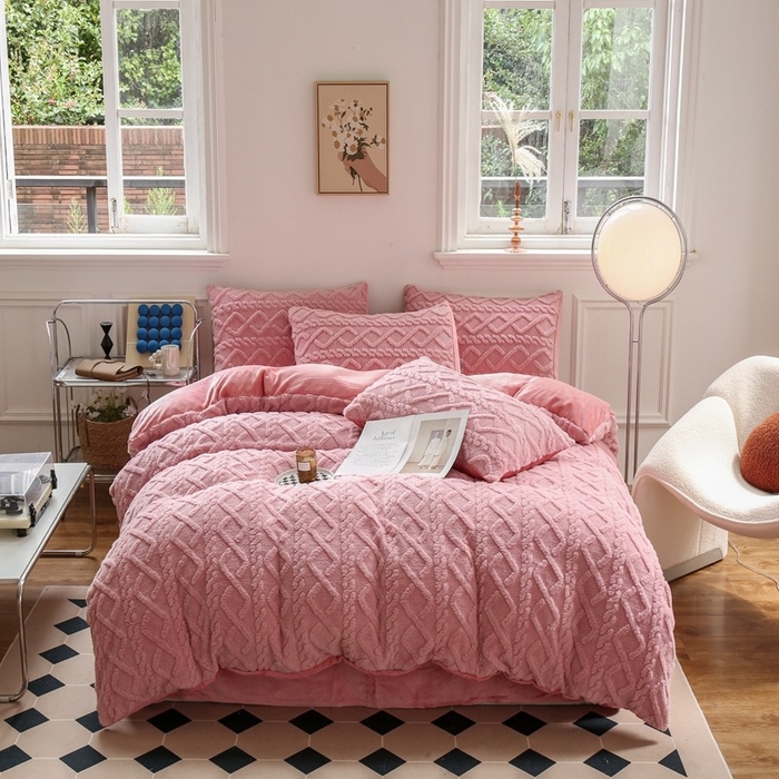 91家纺网 家纺一手货源 找家纺 （总）啊雅家居 2025新款阳离子提花牛奶绒三件套四件套