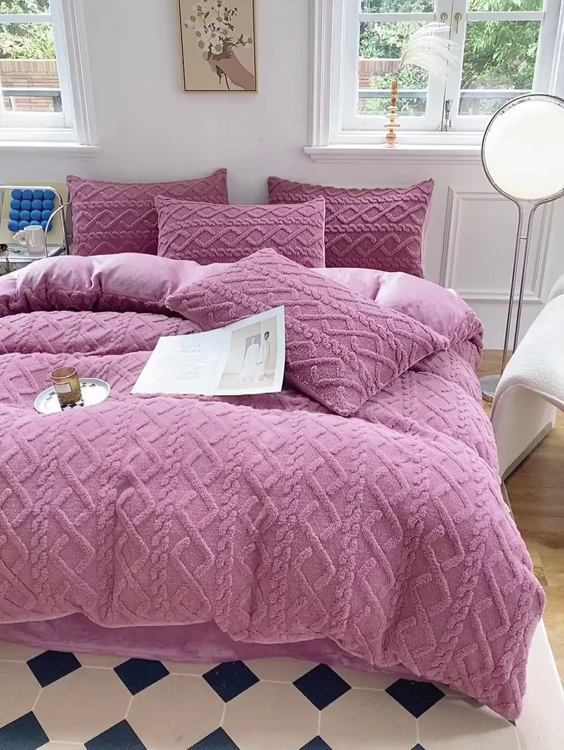 91家纺网 家纺一手货源 找家纺 （总）啊雅家居 2025新款阳离子提花牛奶绒三件套四件套