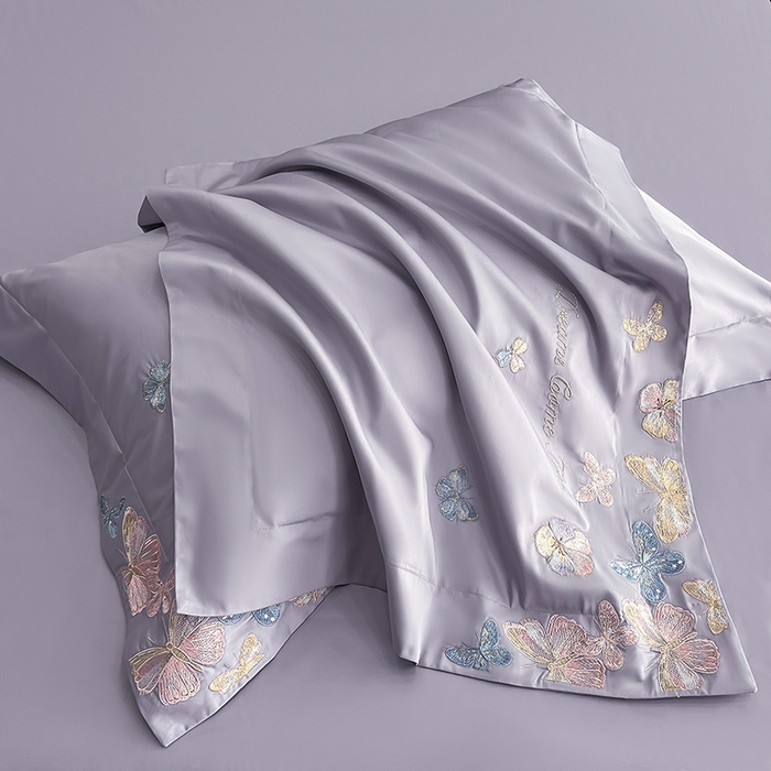 91家纺网 家纺一手货源 找家纺 置顶家纺 2025新款亲肤加厚磨毛刺绣四件套-花不尽 花不尽-香芋紫