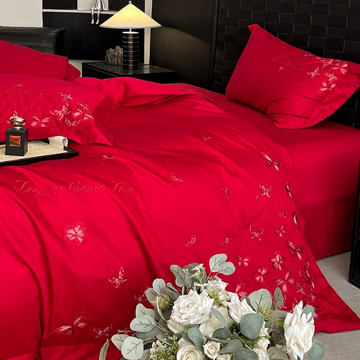 91家纺网 家纺一手货源 找家纺 （总）置顶家纺 2025新款亲肤婚庆绣花四件套-花不尽