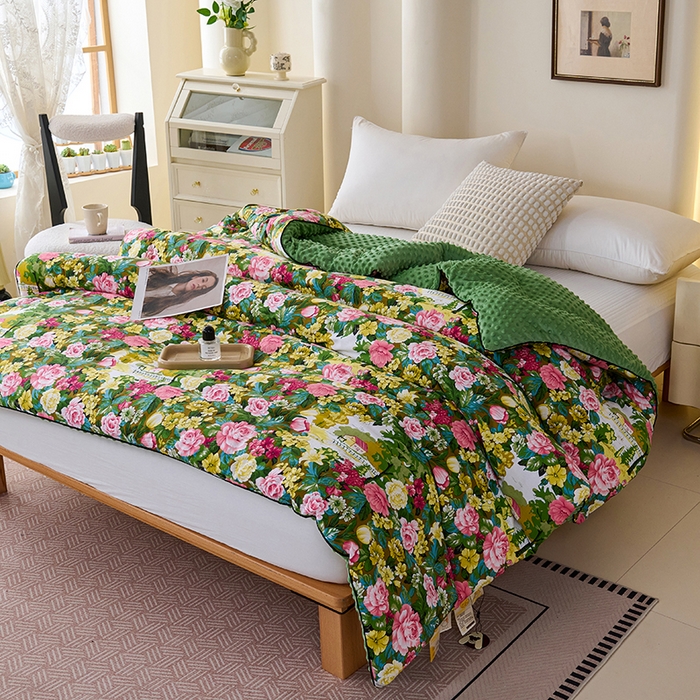 91家纺网 家纺一手货源 找家纺 小鱼儿家纺 2025新款全棉豆豆被冬被被子 莫奈花园