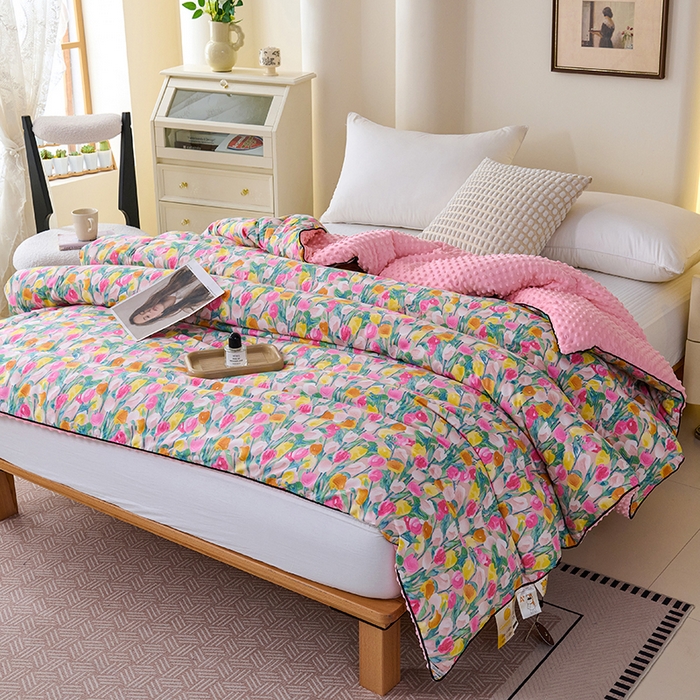 91家纺网 家纺一手货源 找家纺 小鱼儿家纺 2025新款全棉豆豆被冬被被子 郁金香