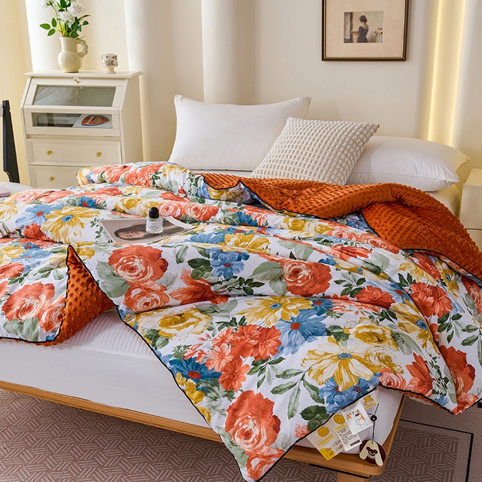 91家纺网 家纺一手货源 找家纺 （总）小鱼儿家纺 2025新款全棉豆豆被冬被纯棉宝宝绒被子安抚豆豆绒春秋被芯轻奢田园风批发一件代发