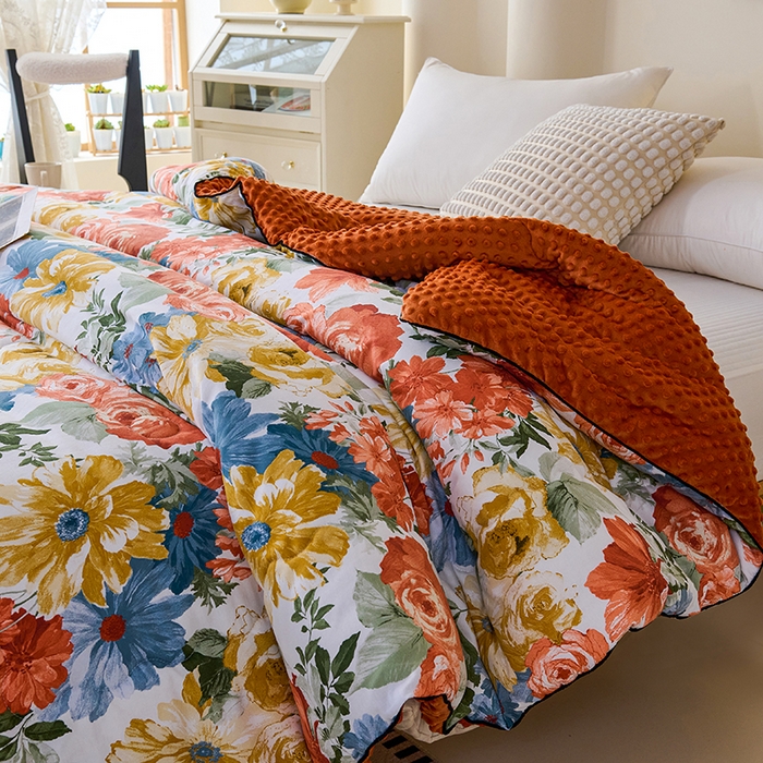 91家纺网 家纺一手货源 找家纺 （总）小鱼儿家纺 2025新款全棉豆豆被冬被纯棉宝宝绒被子安抚豆豆绒春秋被芯轻奢田园风批发一件代发