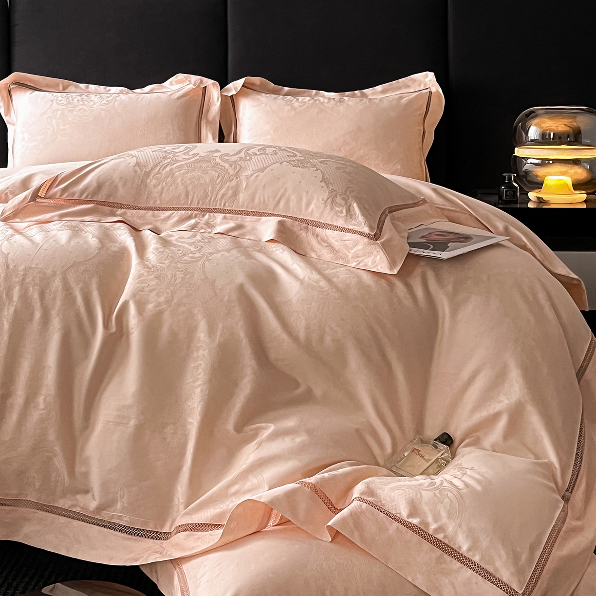 91家纺网 家纺一手货源 找家纺 置顶家纺 2025新款维纳斯系列亲肤提花四件套 维纳斯-玉色