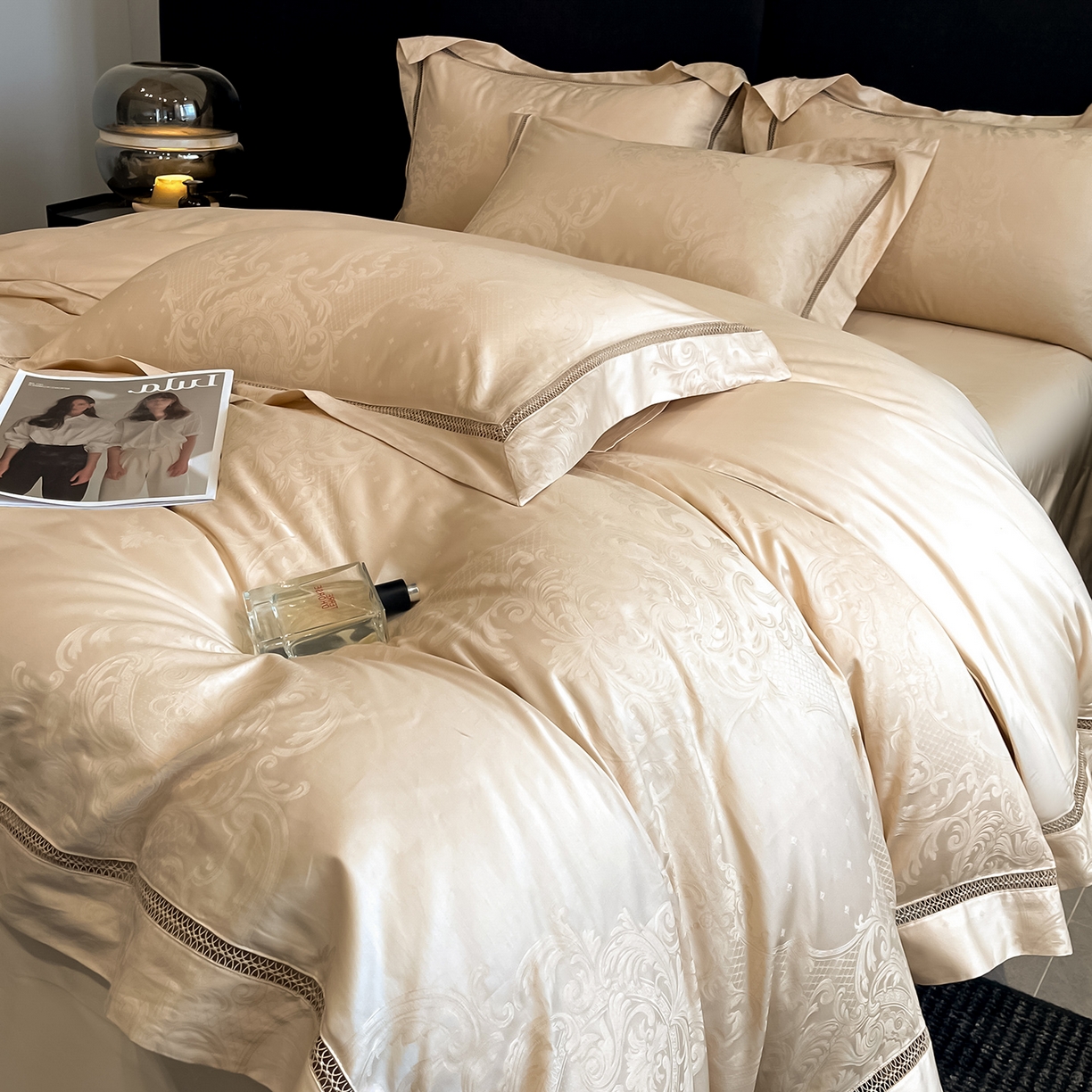 91家纺网 家纺一手货源 找家纺 置顶家纺 2025新款维纳斯系列亲肤提花四件套 维纳斯-浅香槟