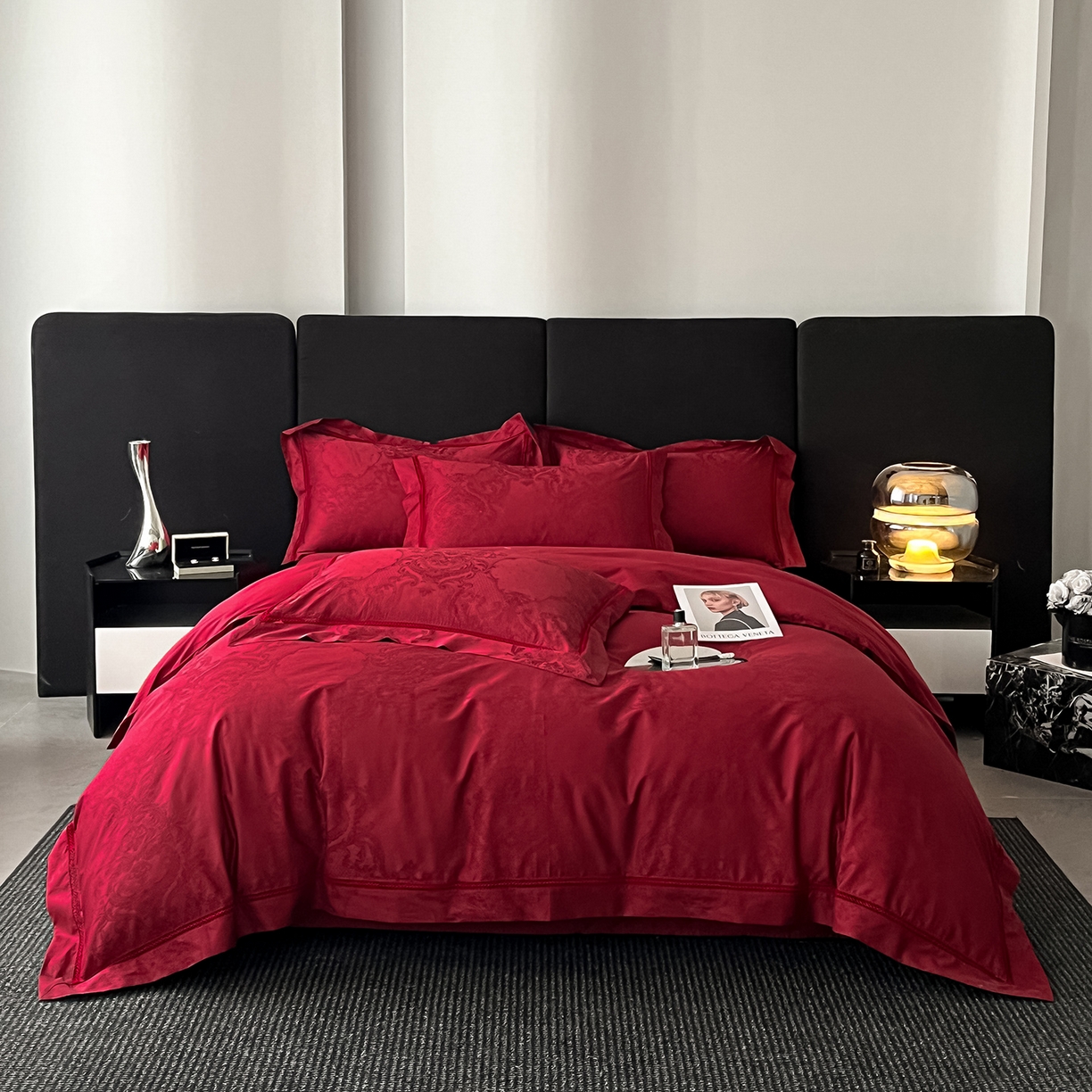 91家纺网 家纺一手货源 找家纺 置顶家纺 2025新款维纳斯系列亲肤提花四件套 维纳斯-酒红