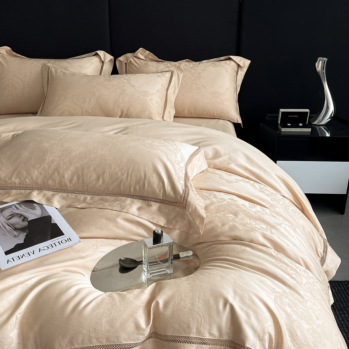 91家纺网 家纺一手货源 找家纺 置顶家纺 2025新款维纳斯系列亲肤提花四件套 维纳斯-浅香槟