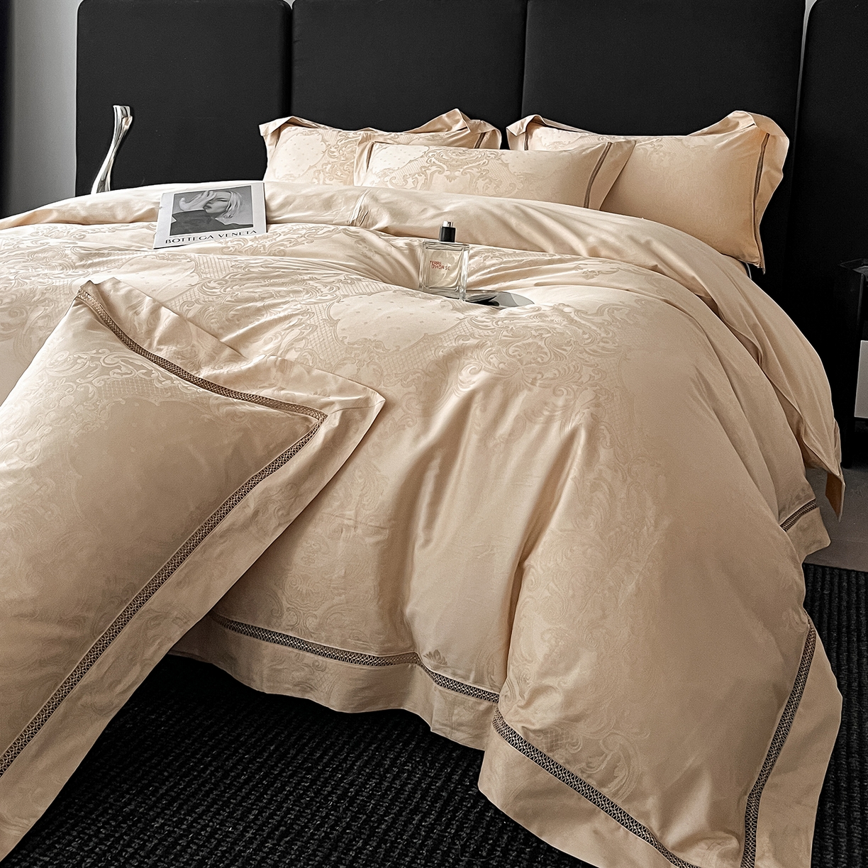 91家纺网 家纺一手货源 找家纺 置顶家纺 2025新款维纳斯系列亲肤提花四件套 维纳斯-浅香槟