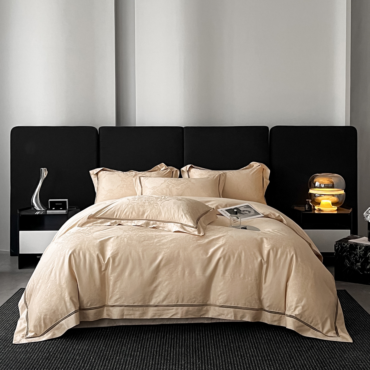 91家纺网 家纺一手货源 找家纺 置顶家纺 2025新款维纳斯系列亲肤提花四件套 维纳斯-浅香槟