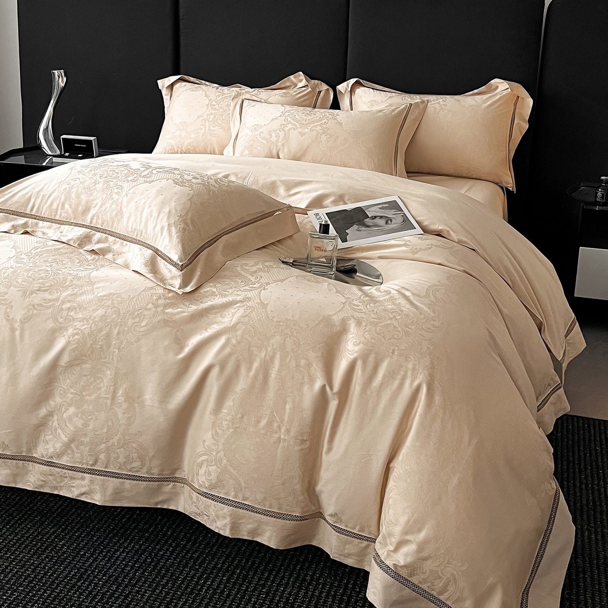 置顶家纺 2025新款维纳斯系列亲肤提花四件套 维纳斯-浅香槟