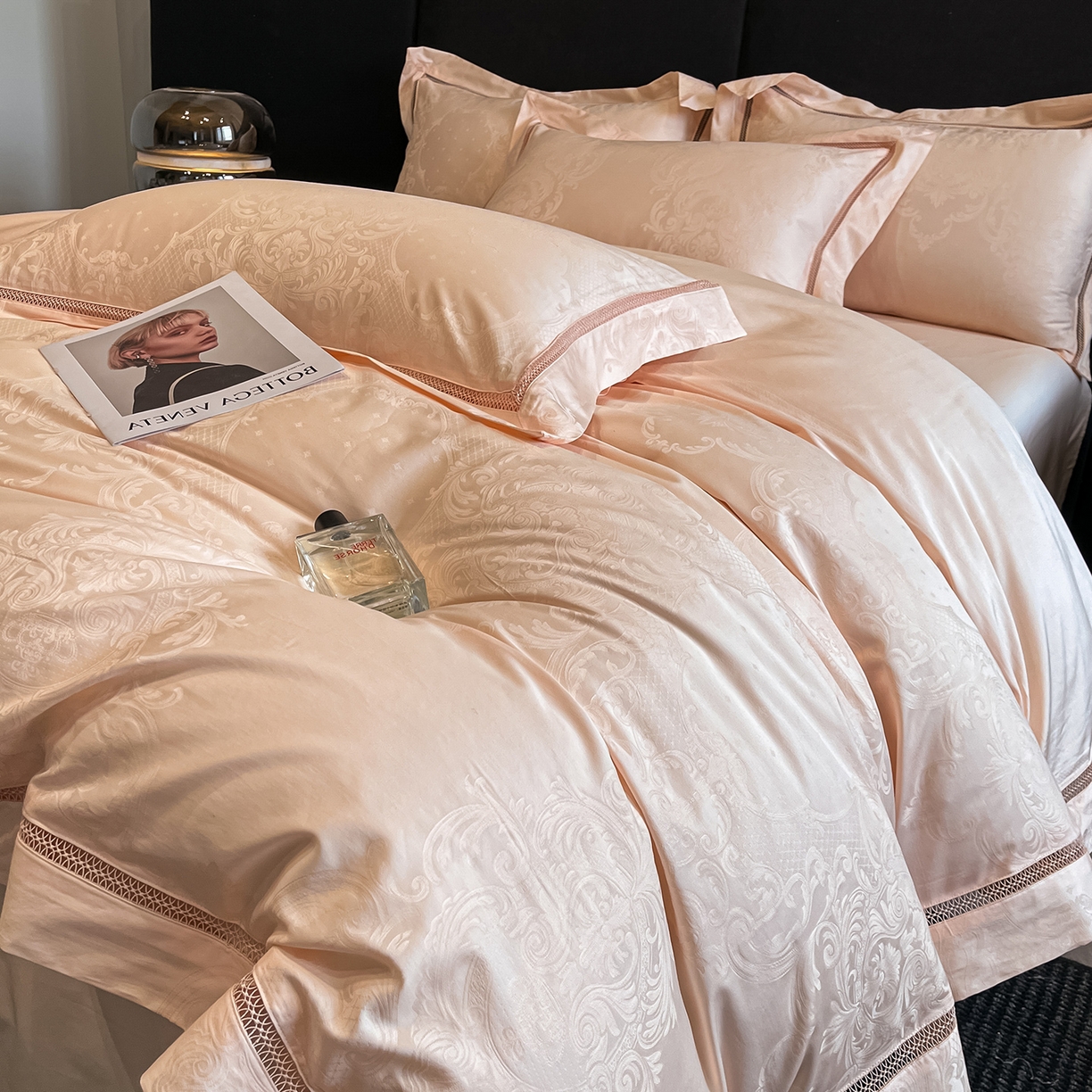 91家纺网 家纺一手货源 找家纺 置顶家纺 2025新款维纳斯系列亲肤提花四件套 维纳斯-玉色