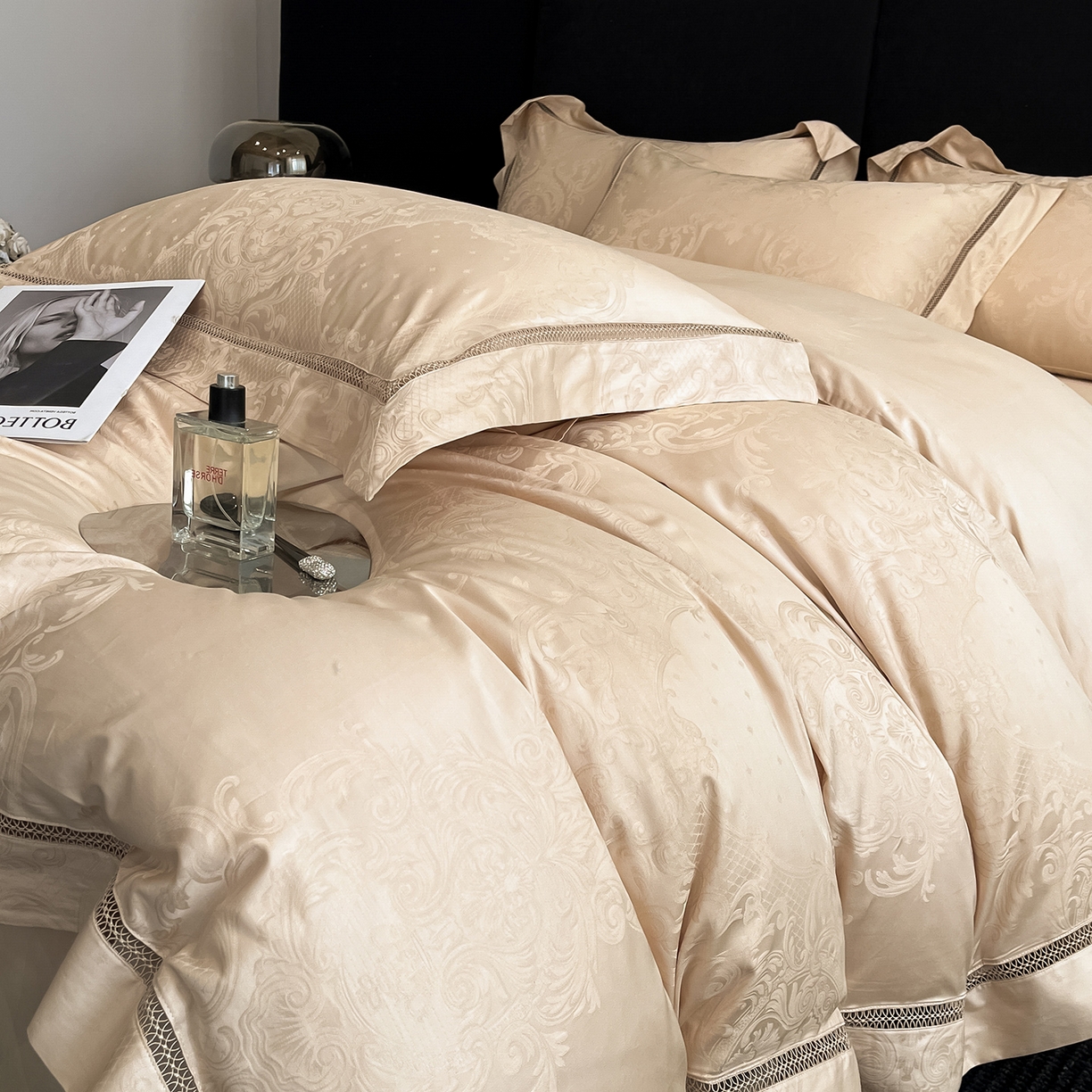 91家纺网 家纺一手货源 找家纺 置顶家纺 2025新款维纳斯系列亲肤提花四件套 维纳斯-浅香槟