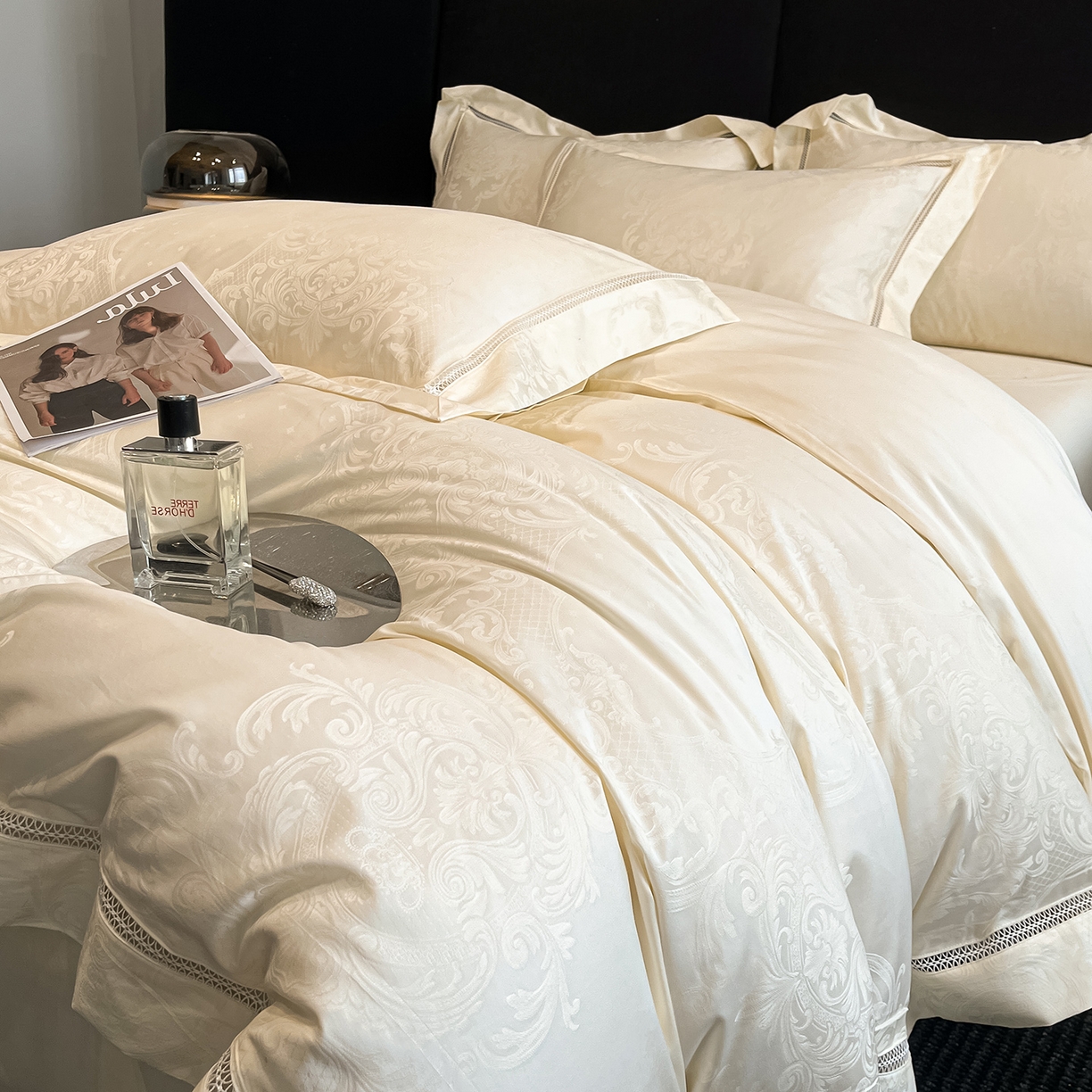 91家纺网 家纺一手货源 找家纺 置顶家纺 2025新款维纳斯系列亲肤提花四件套 维纳斯-象牙白