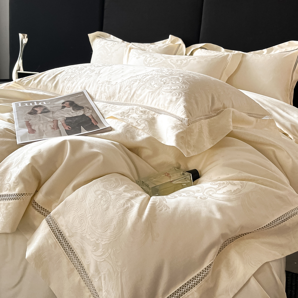 91家纺网 家纺一手货源 找家纺 置顶家纺 2025新款维纳斯系列亲肤提花四件套 维纳斯-象牙白