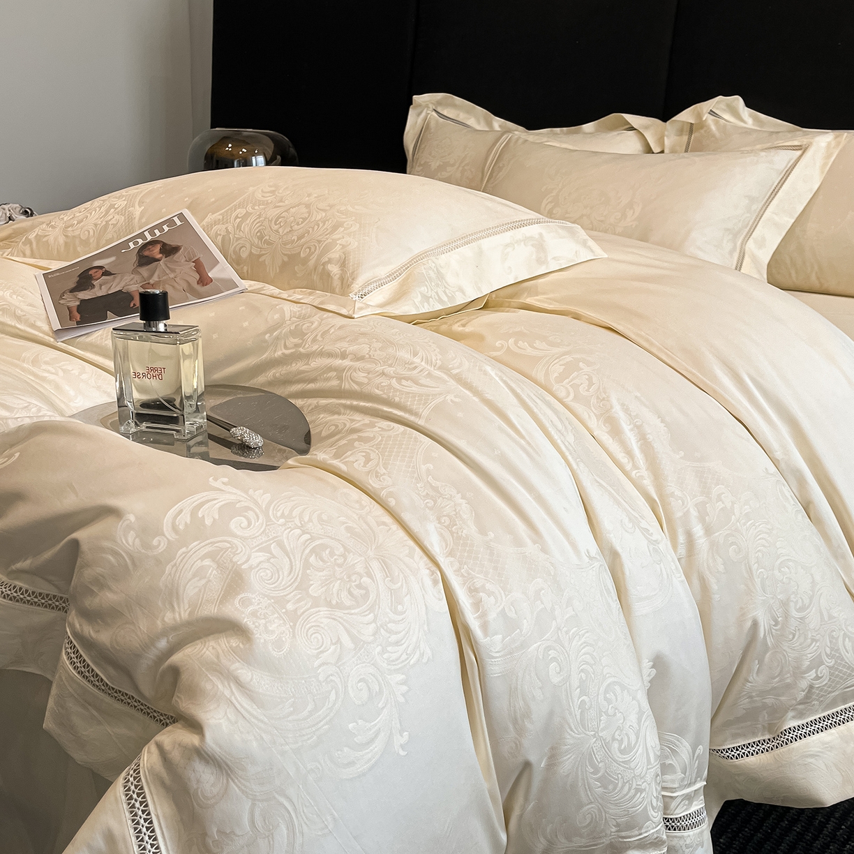 91家纺网 家纺一手货源 找家纺 置顶家纺 2025新款维纳斯系列亲肤提花四件套 维纳斯-象牙白