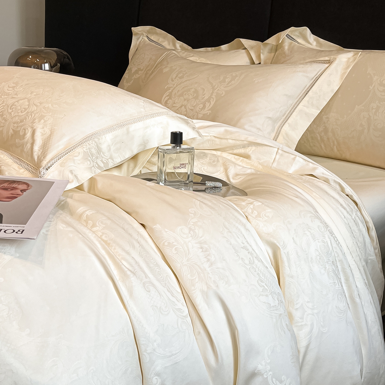 91家纺网 家纺一手货源 找家纺 置顶家纺 2025新款维纳斯系列亲肤提花四件套 维纳斯-象牙白