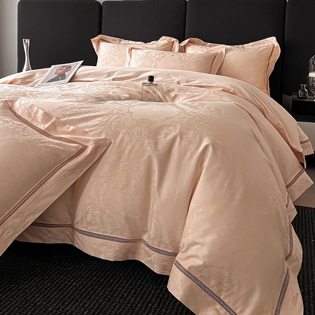 91家纺网 家纺一手货源 找家纺 置顶家纺 2025新款维纳斯系列亲肤提花四件套 维纳斯-玉色