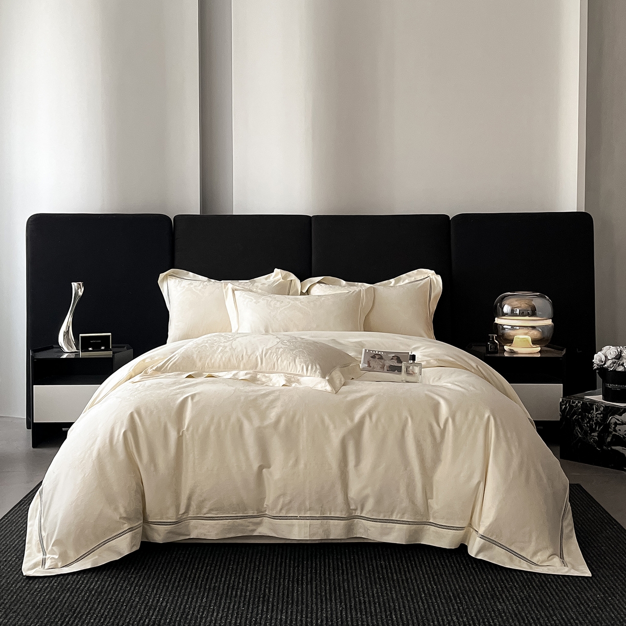 91家纺网 家纺一手货源 找家纺 置顶家纺 2025新款维纳斯系列亲肤提花四件套 维纳斯-象牙白