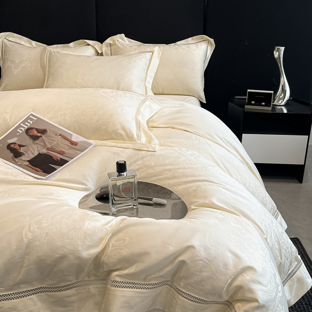 91家纺网 家纺一手货源 找家纺 置顶家纺 2025新款维纳斯系列亲肤提花四件套 维纳斯-象牙白