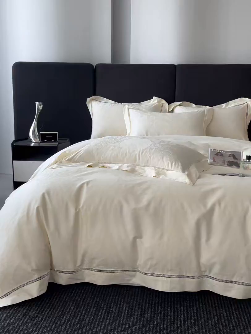 91家纺网 家纺一手货源 找家纺 置顶家纺 2025新款维纳斯系列亲肤提花四件套 维纳斯-象牙白