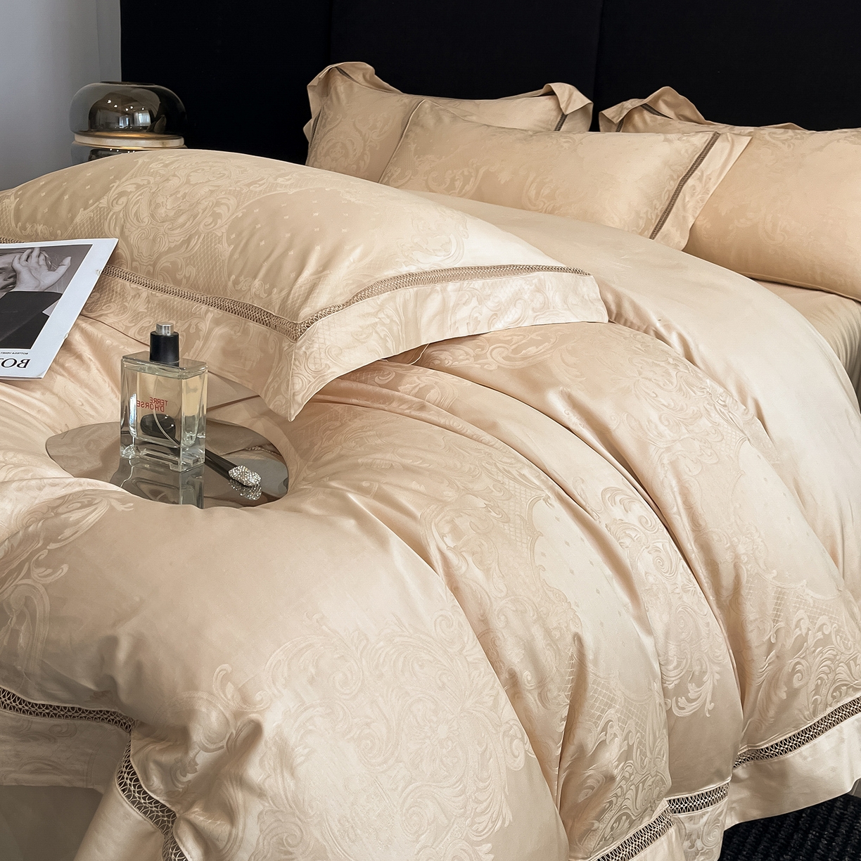 91家纺网 家纺一手货源 找家纺 置顶家纺 2025新款维纳斯系列亲肤提花四件套 维纳斯-浅香槟