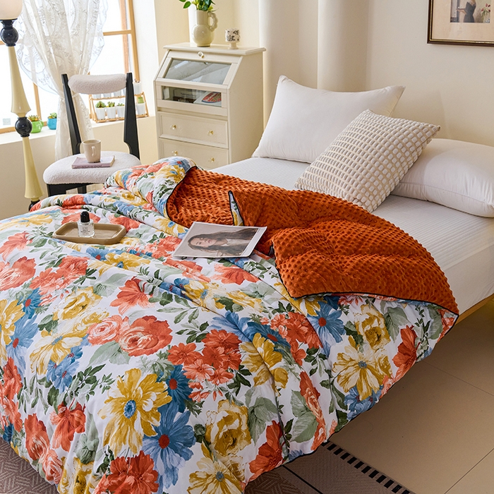 91家纺网 家纺一手货源 找家纺 小鱼儿家纺 2025新款全棉豆豆被冬被被子 国潮牡丹