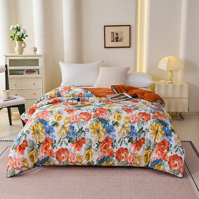 91家纺网 家纺一手货源 找家纺 小鱼儿家纺 2025新款全棉豆豆被冬被被子 国潮牡丹