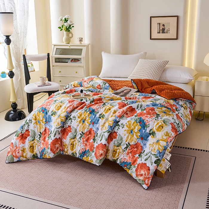 91家纺网 家纺一手货源 找家纺 小鱼儿家纺 2025新款全棉豆豆被冬被被子 国潮牡丹