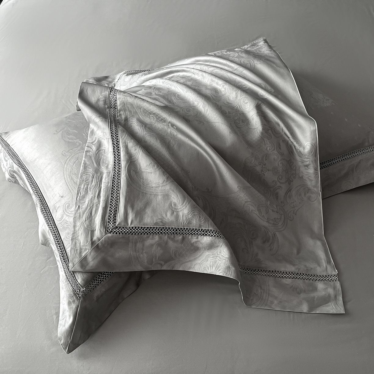 91家纺网 家纺一手货源 找家纺 置顶家纺 2025新款维纳斯系列亲肤提花四件套 维纳斯-高级灰